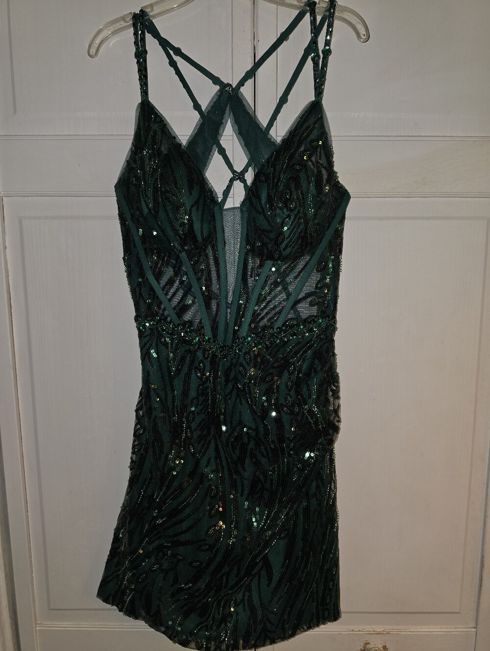 Women's Emerald Green Sequin Cocktail Dress